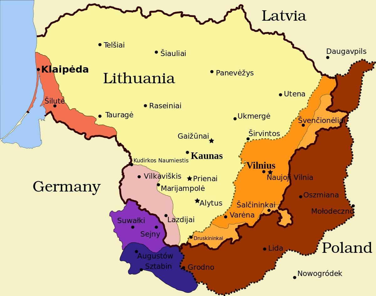 નકશો kaunas લિથુઆનિયા